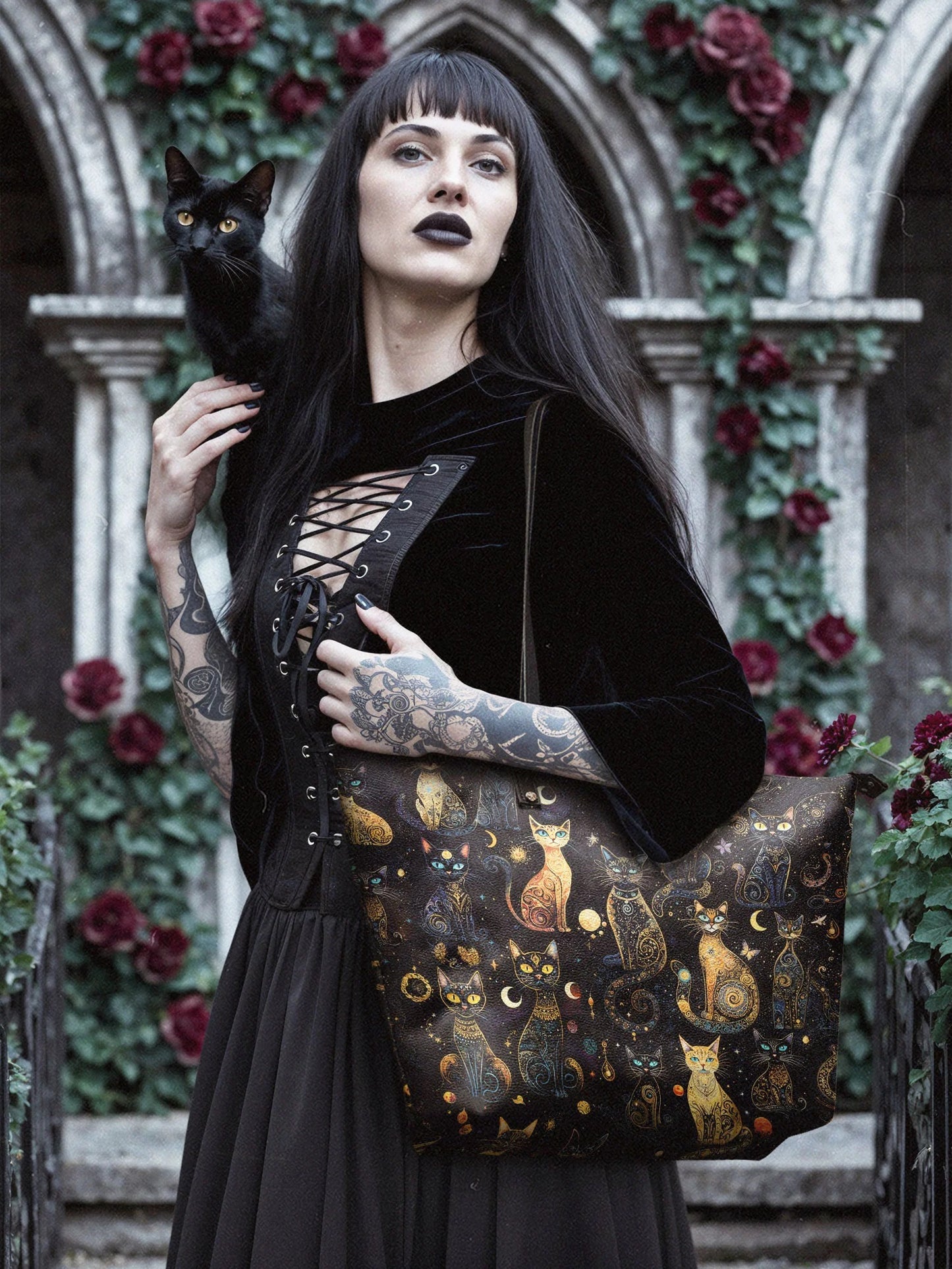 "Lunacat" Leather Tote Bag Matching Set (FREE WALLET)