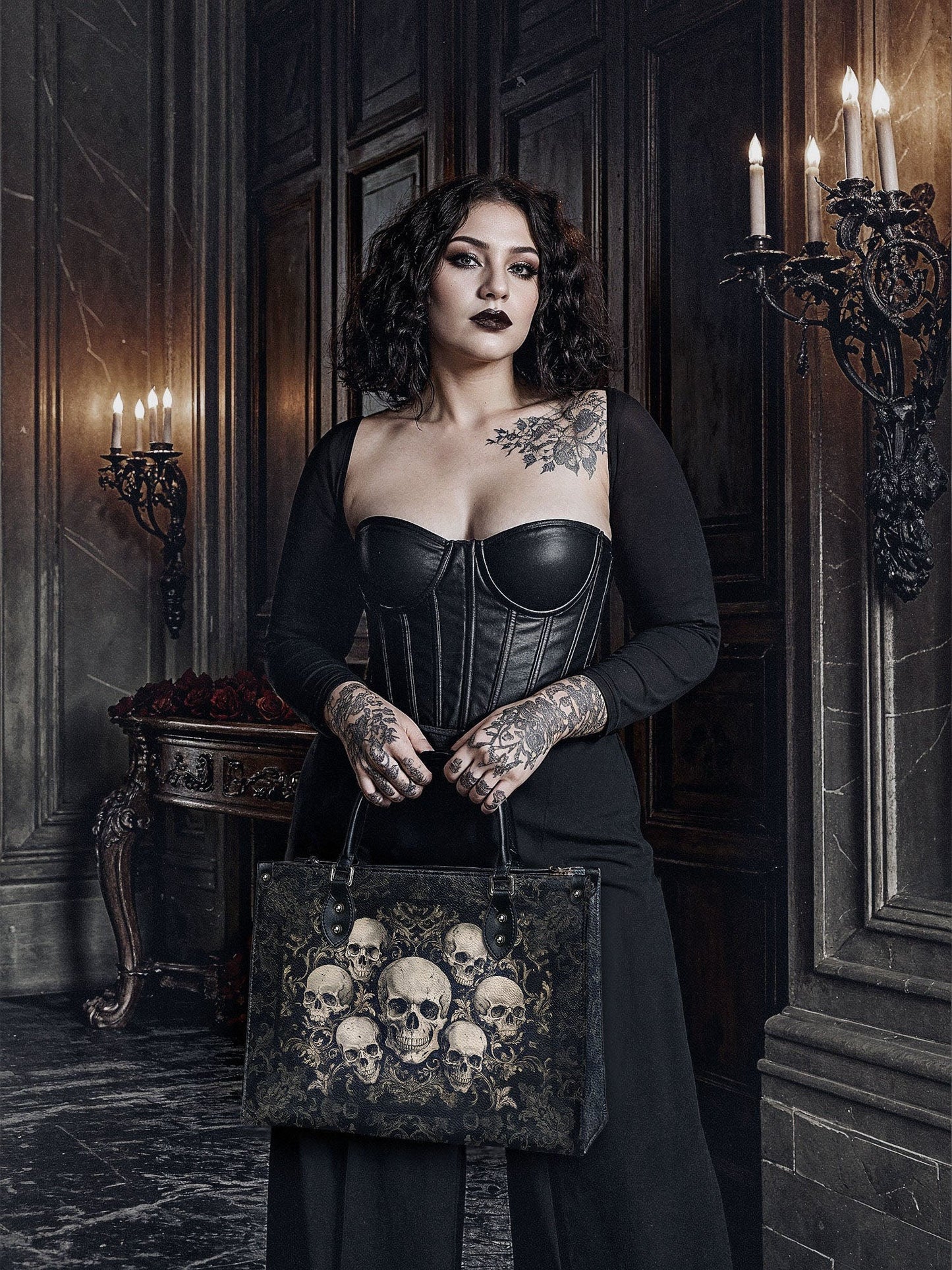 "Deathmark" - Leather Handbag Matching Set (FREE WALLET)