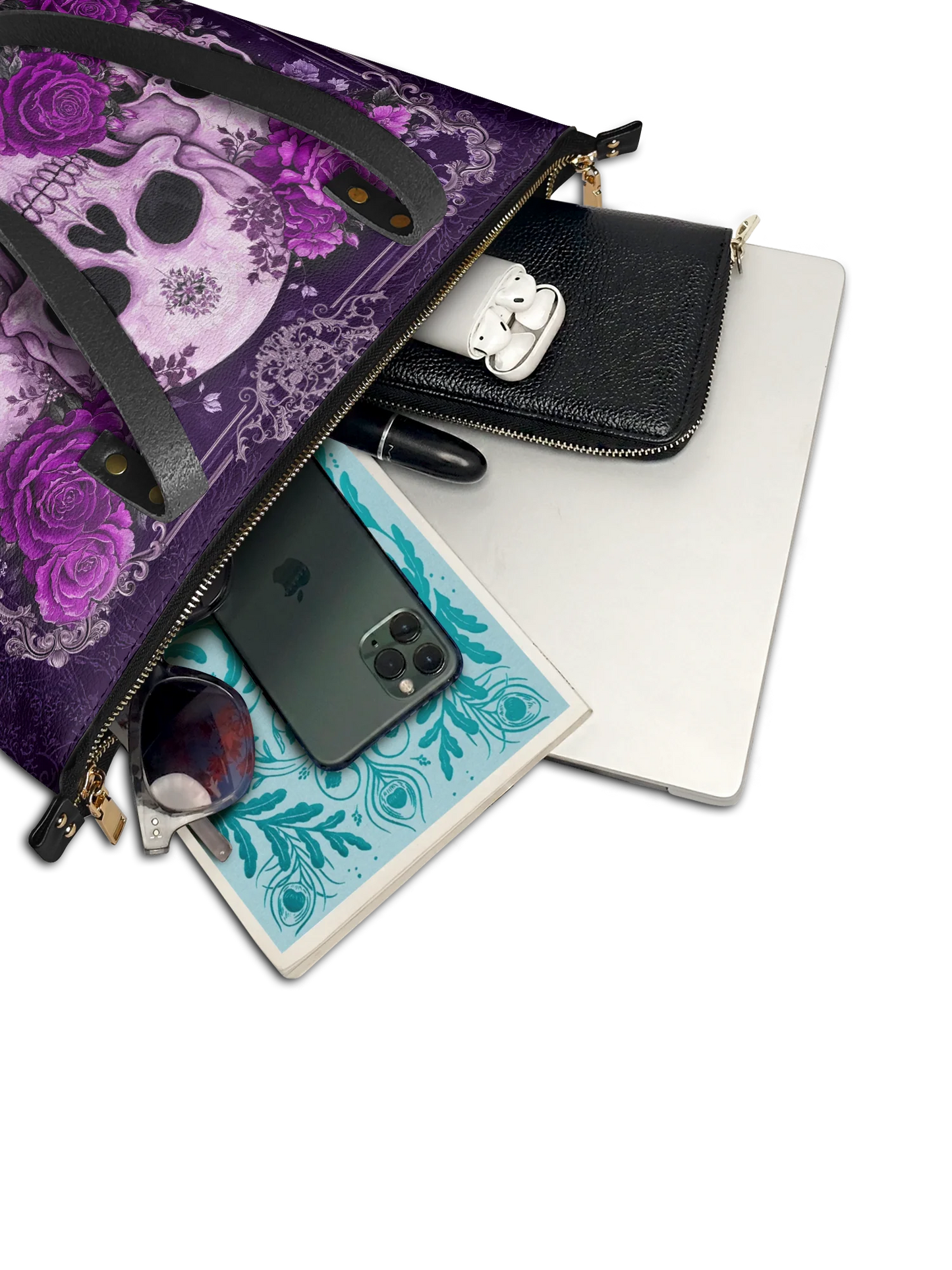 "Bloodrose" Poison Plum Leather Tote Bag Matching Set (FREE WALLET)