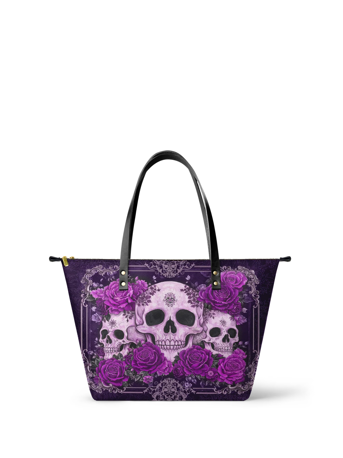 "Bloodrose" Poison Plum Leather Tote Bag Matching Set (FREE WALLET)