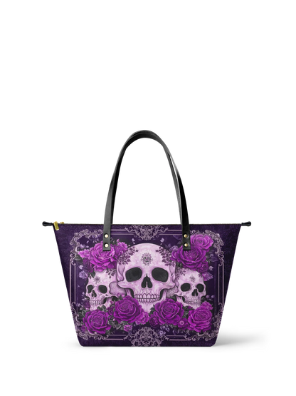 "Bloodrose" Poison Plum Leather Tote Bag Matching Set (FREE WALLET)