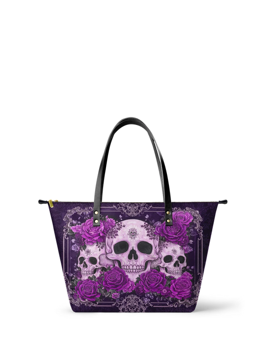 "Bloodrose" Poison Plum Leather Tote Bag Matching Set (FREE WALLET)