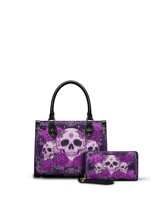 "Bloodrose" Poison Plum - Small Leather Handbag Matching Set (FREE WALLET)