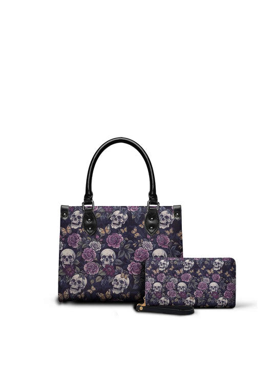 "Noctaflora"- Small Leather Handbag Matching Set (FREE WALLET)