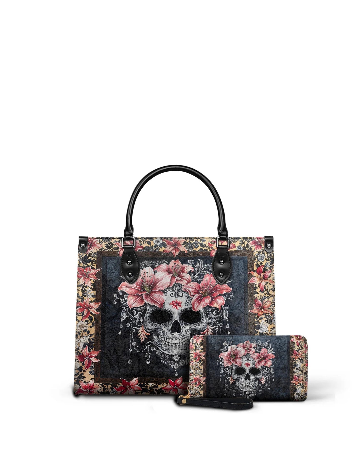 "Roselace"- Leather Handbag Matching Set (FREE WALLET)