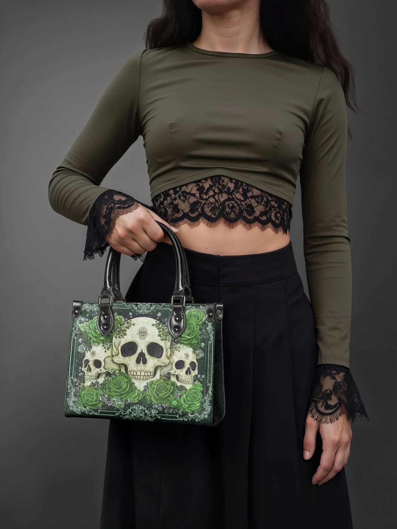 "Bloodrose" Poison Ivy - Small Leather Handbag Matching Set (FREE WALLET)