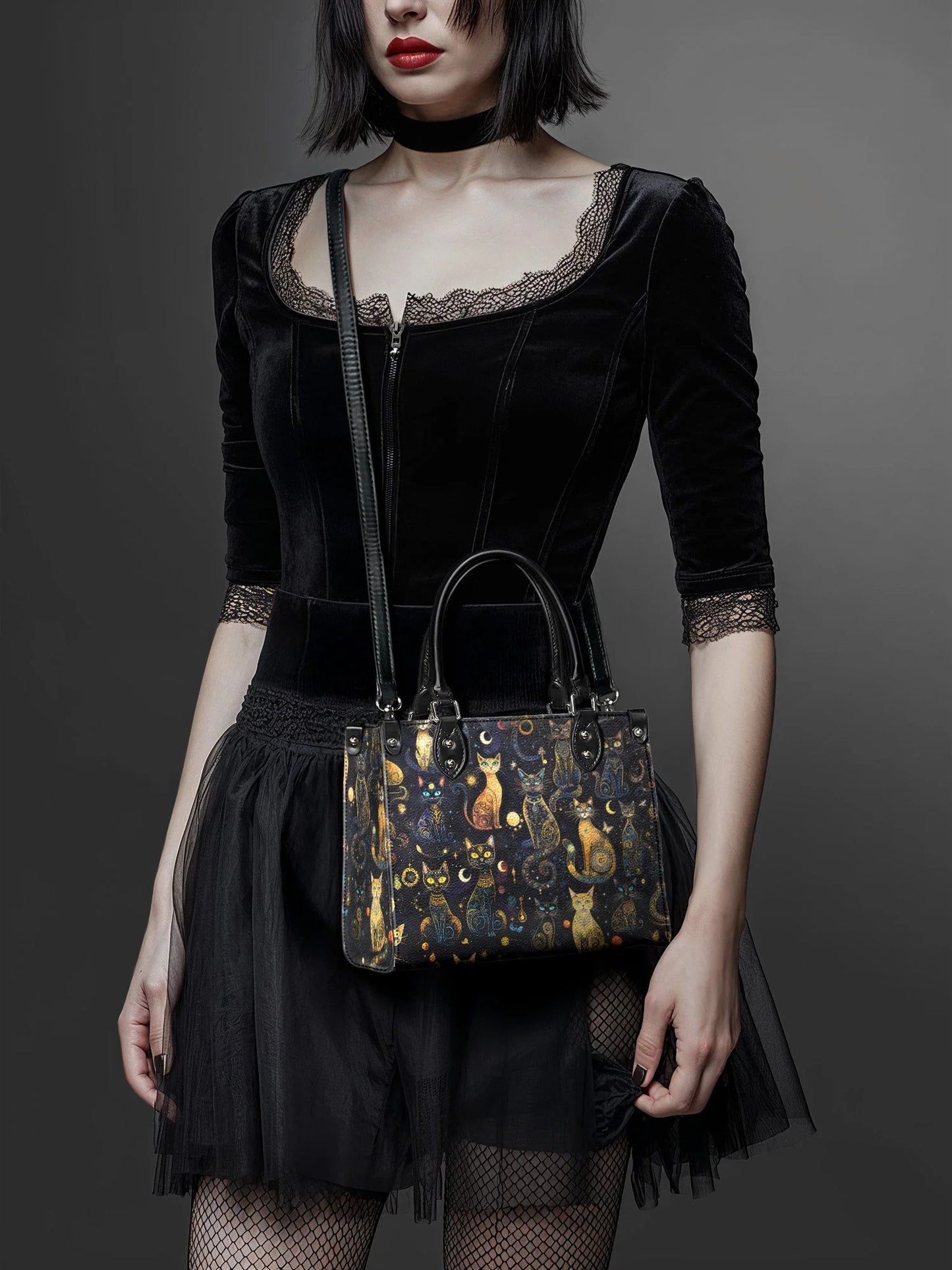 "Lunacat" - Small Leather Handbag Matching Set (FREE WALLET)