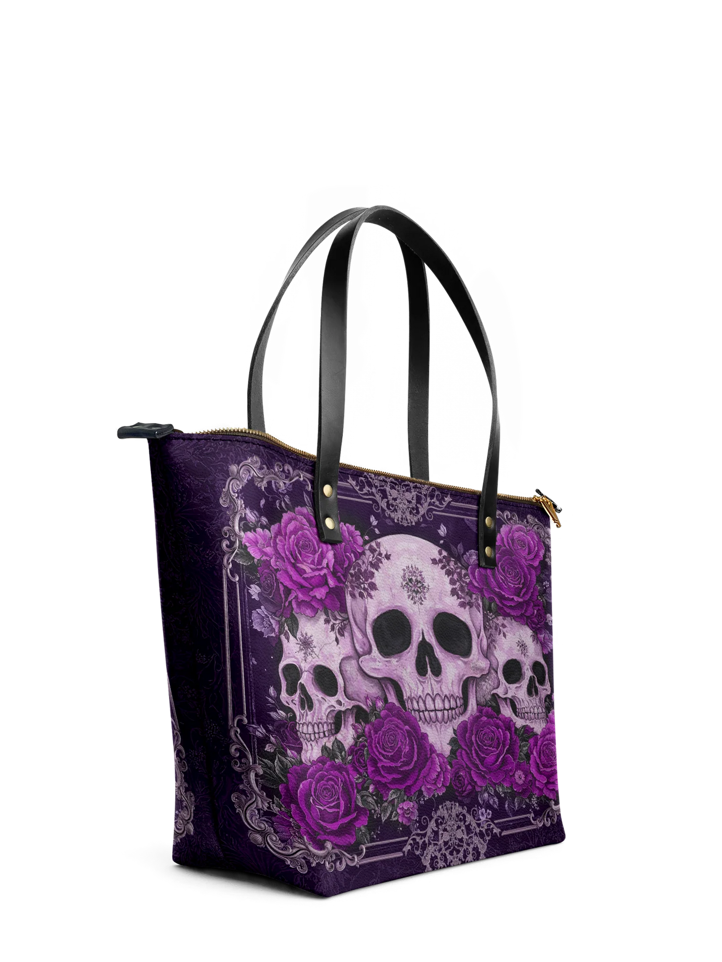"Bloodrose" Poison Plum Leather Tote Bag Matching Set (FREE WALLET)