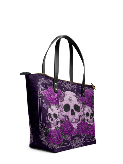 "Bloodrose" Poison Plum Leather Tote Bag Matching Set (FREE WALLET)