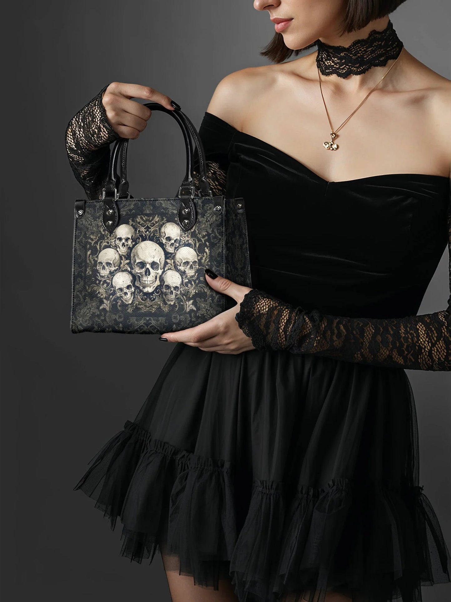 "Deathmark" - Small Leather Handbag Matching Set (FREE WALLET)