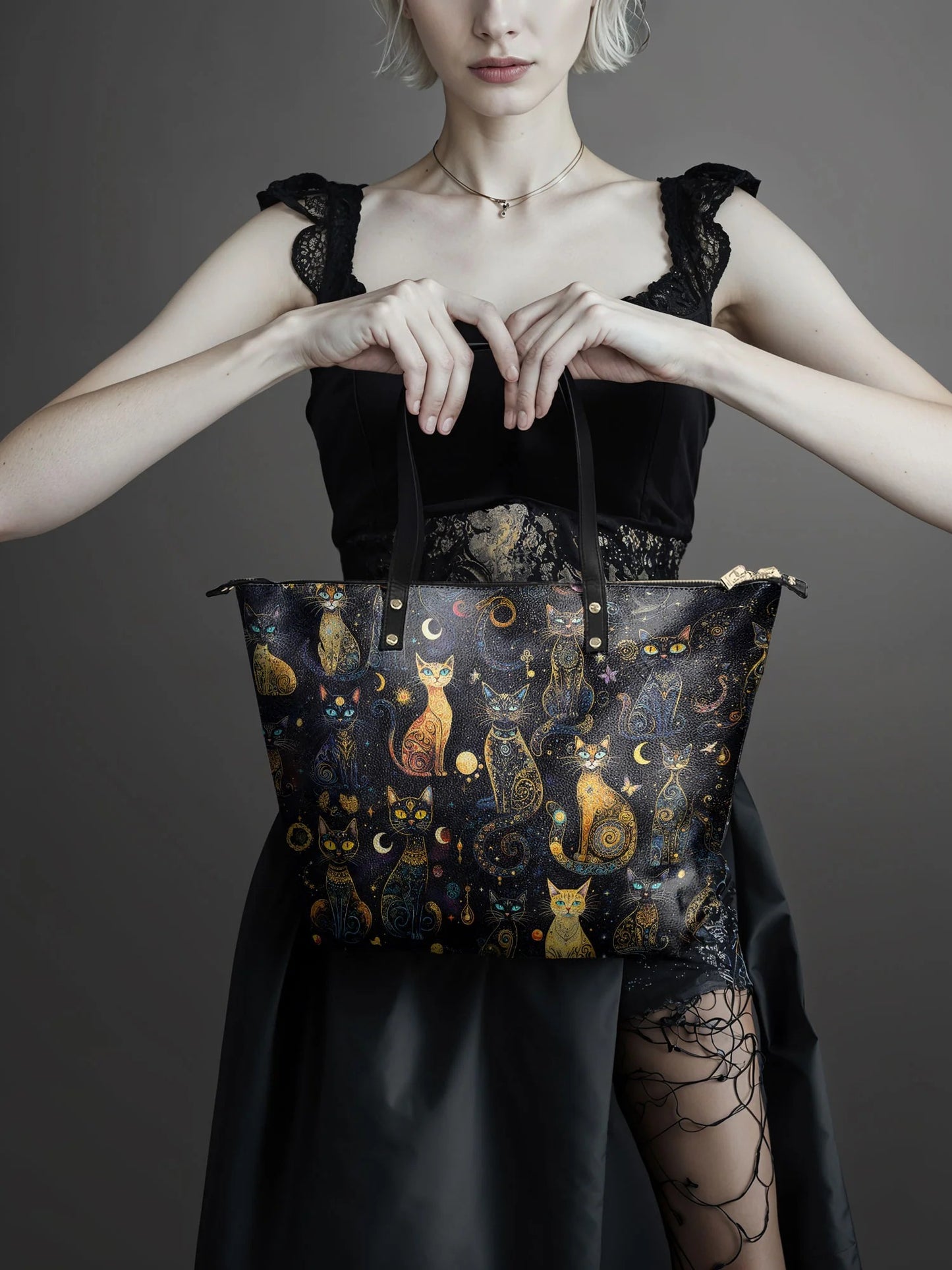 "Lunacat" Leather Tote Bag Matching Set (FREE WALLET)