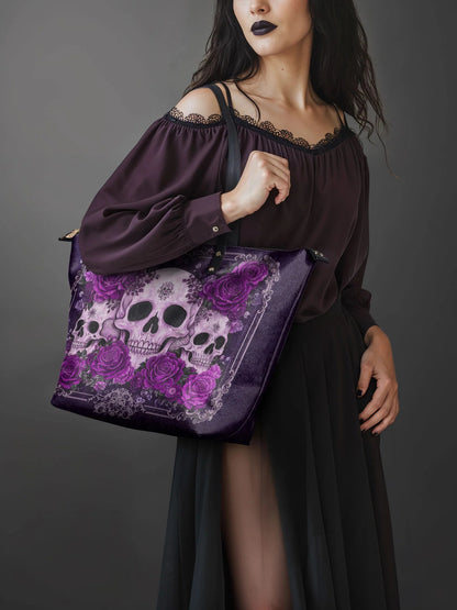 "Bloodrose" Poison Plum Leather Tote Bag Matching Set (FREE WALLET)