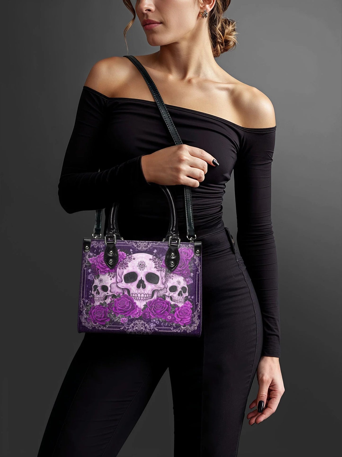"Bloodrose" Poison Plum - Small Leather Handbag Matching Set (FREE WALLET)