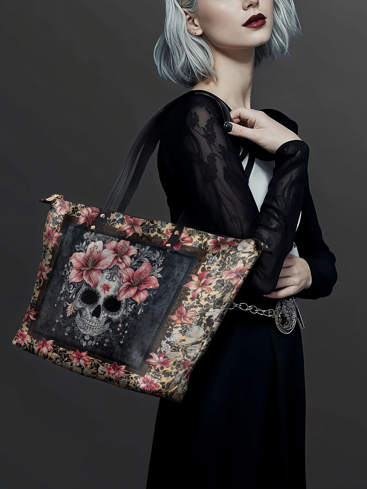 "Roselace" Leather Tote Bag Matching Set (FREE WALLET)