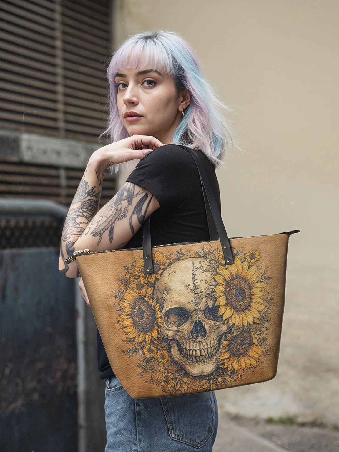 "Heliovoid" Leather Tote Bag Matching Set (FREE WALLET)