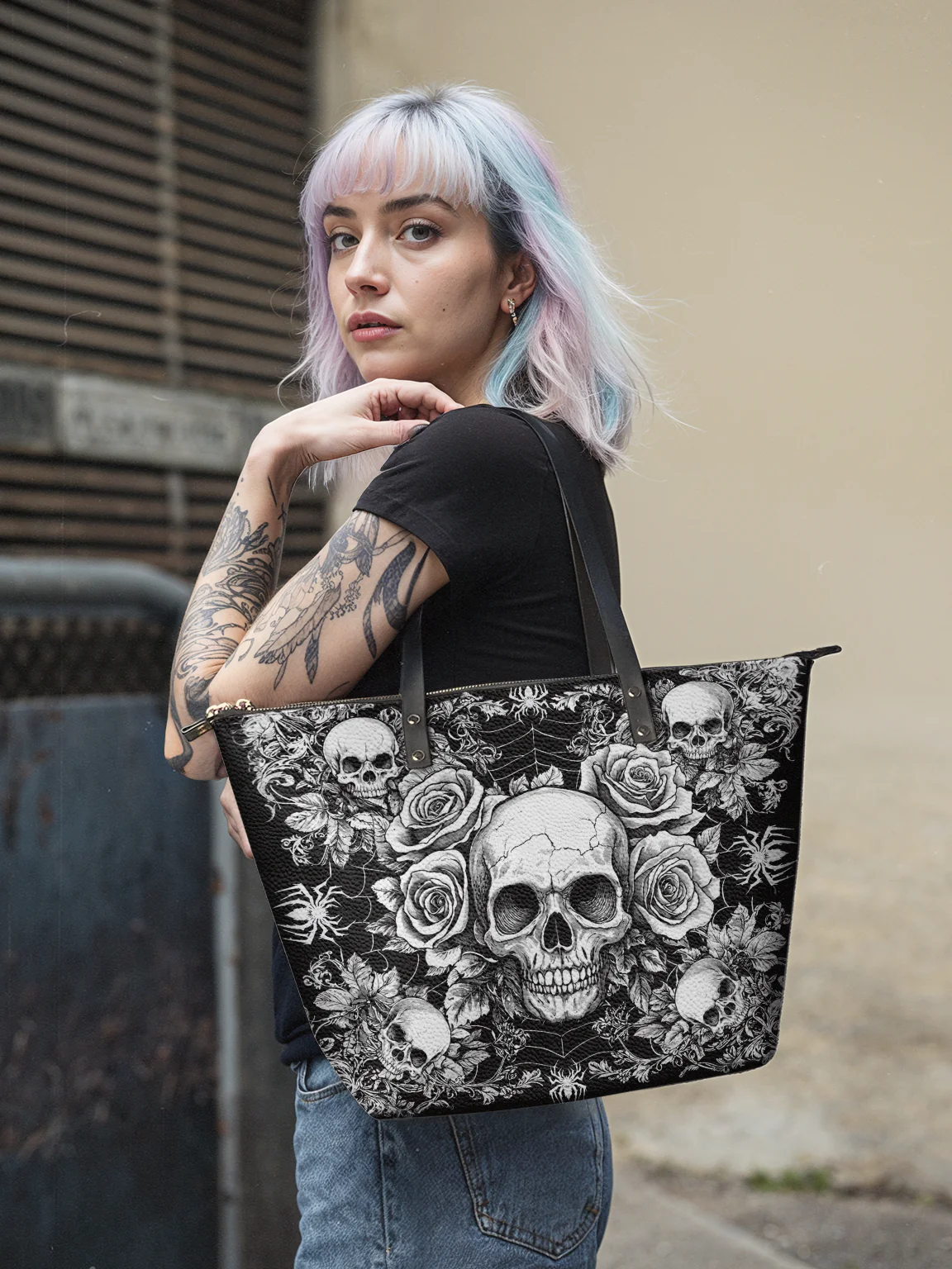 "Gravebloom" Leather Tote Bag Matching Set (FREE WALLET)