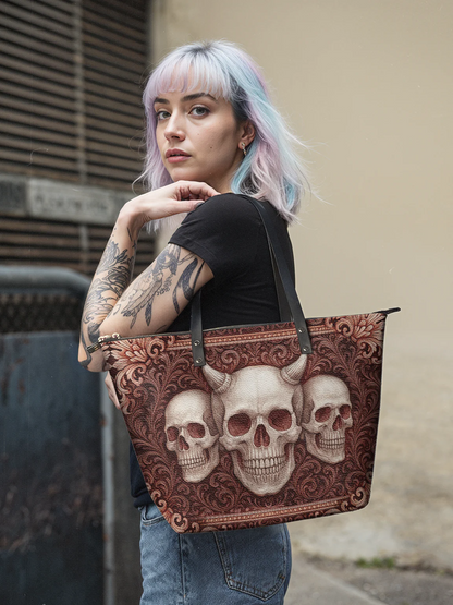 "Triskelion" Leather Tote Bag Matching Set (FREE WALLET)