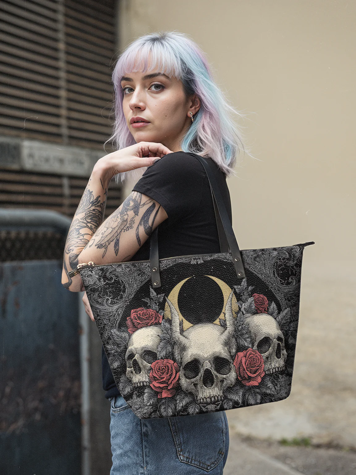 "Nightrosary" Leather Tote Bag Matching Set (FREE WALLET)