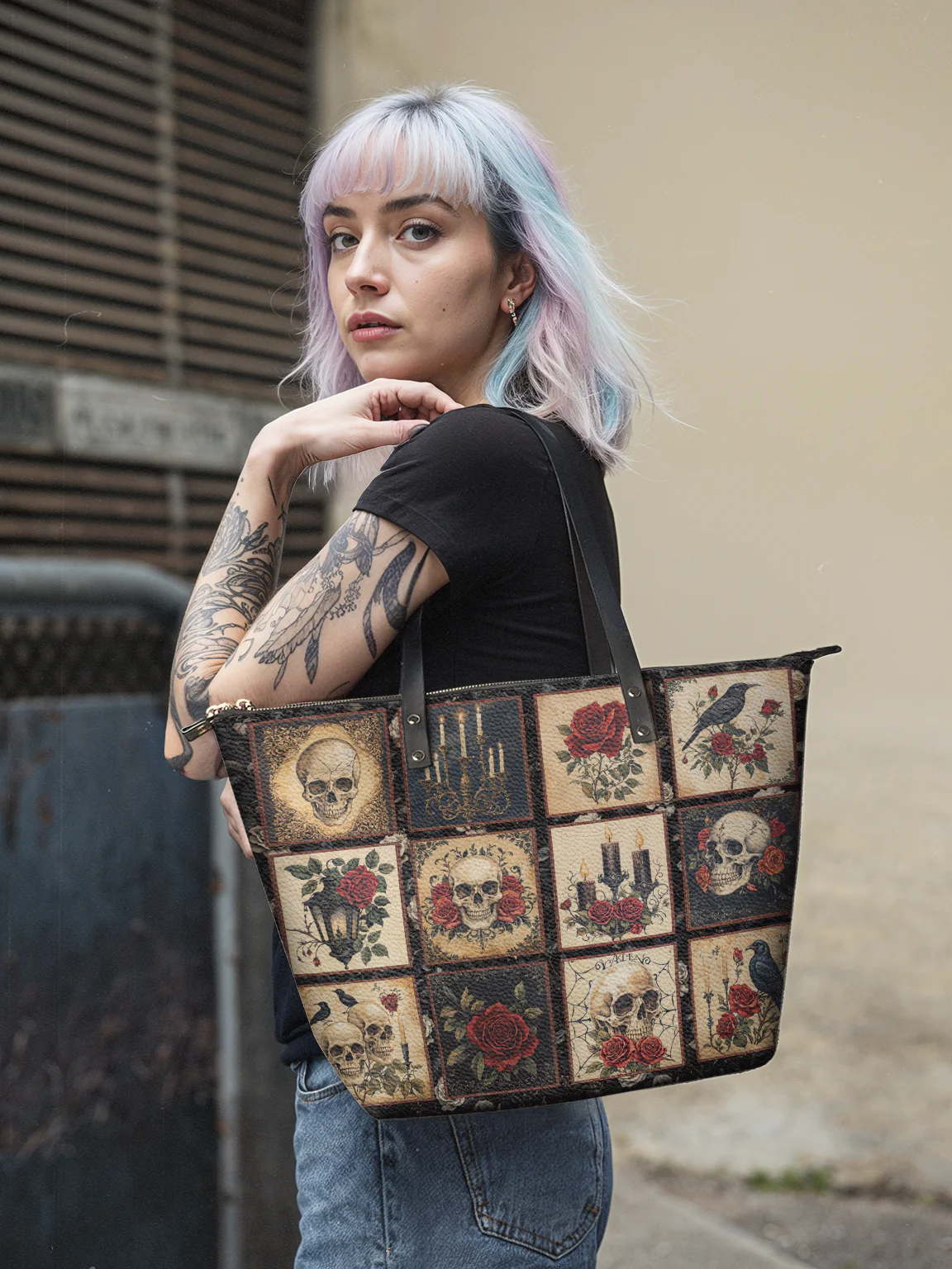 "Blacklitany" Leather Tote Bag Matching Set (FREE WALLET)