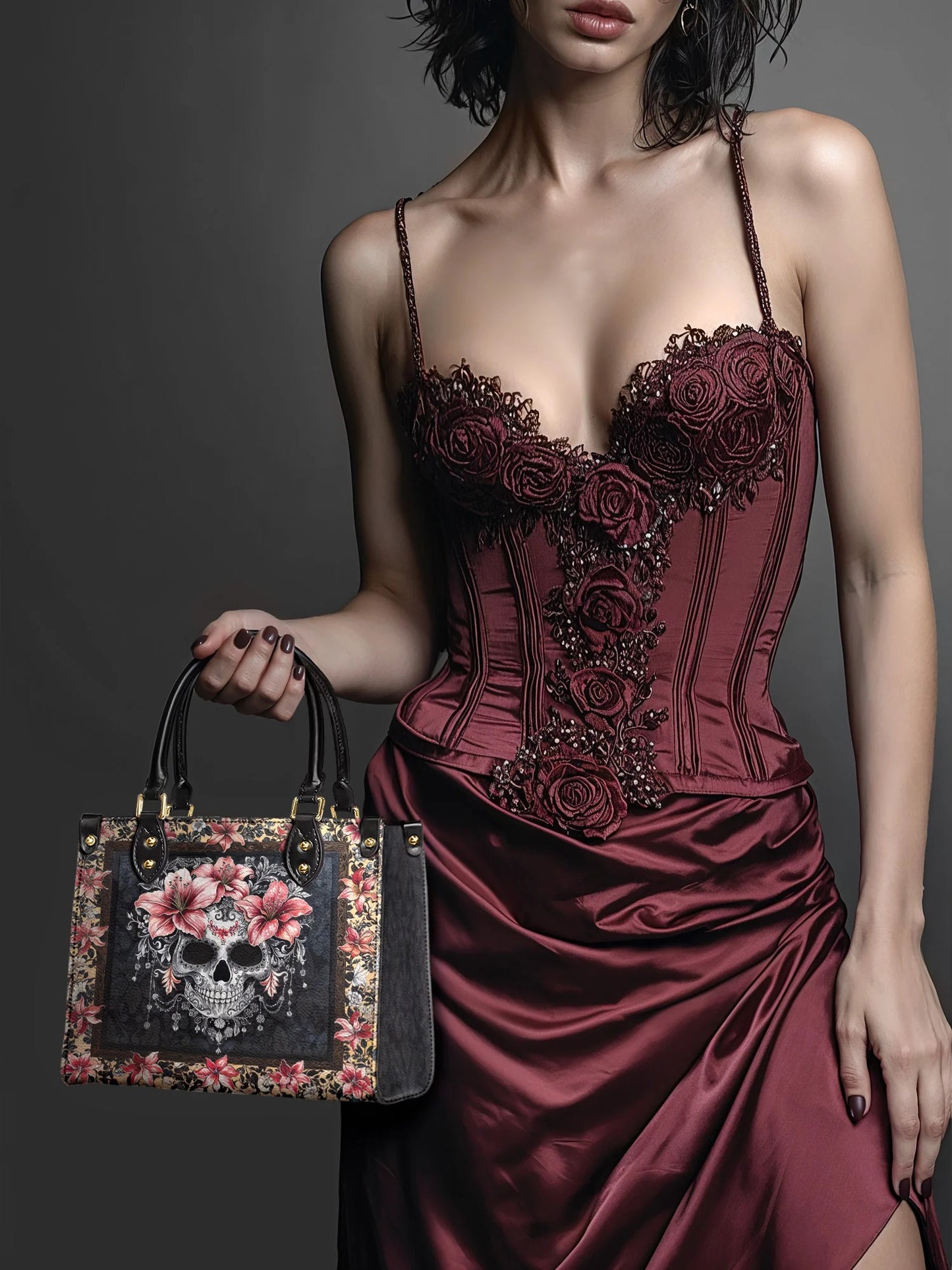 "Roselace" Small Leather Bag Matching Set (FREE WALLET)
