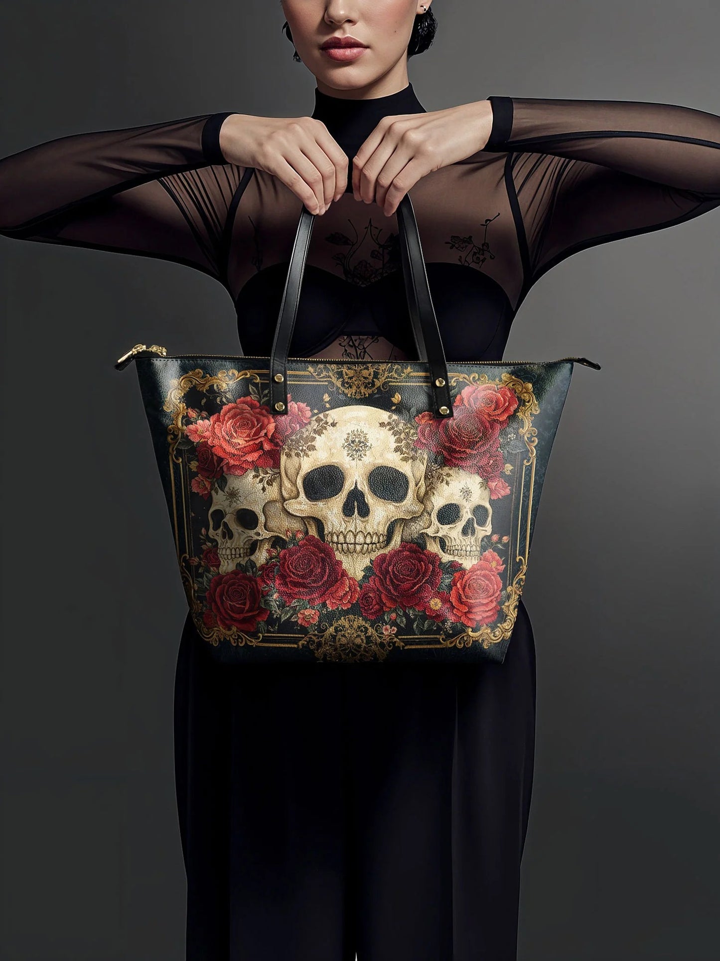 "Bloodrose" Leather Tote Bag Matching Set (FREE WALLET)