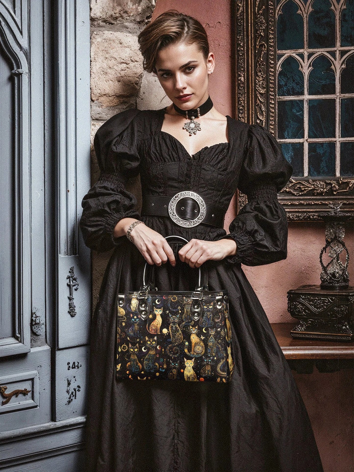 "Lunacat" - Small Leather Handbag Matching Set (FREE WALLET)