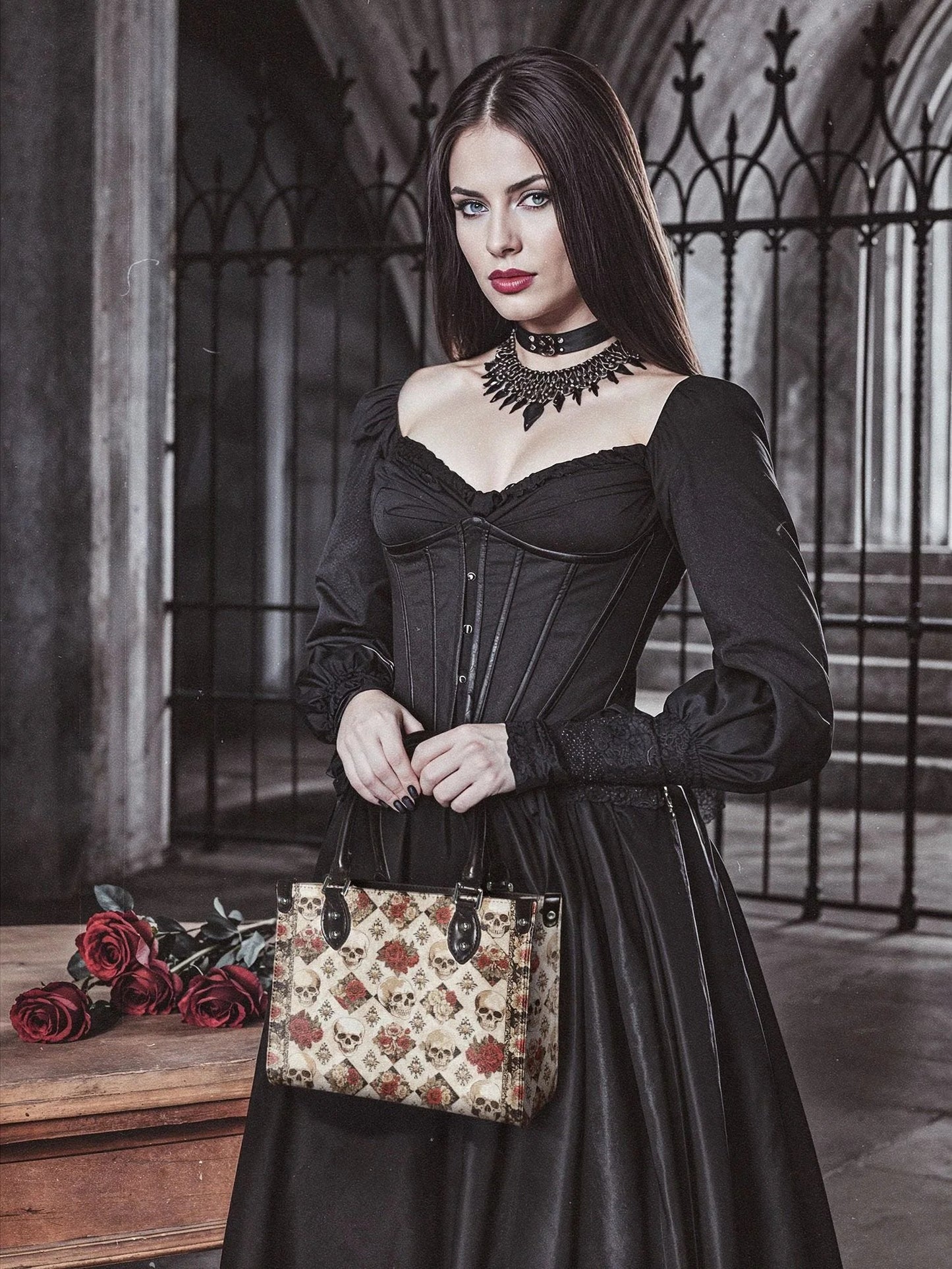 "Mournaire" - Small Leather Handbag Matching Set (FREE WALLET)