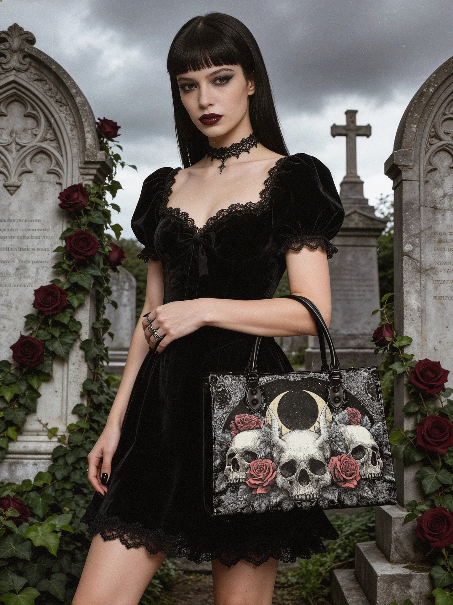 "Nightrosary" - Leather Handbag Matching Set  (FREE WALLET)