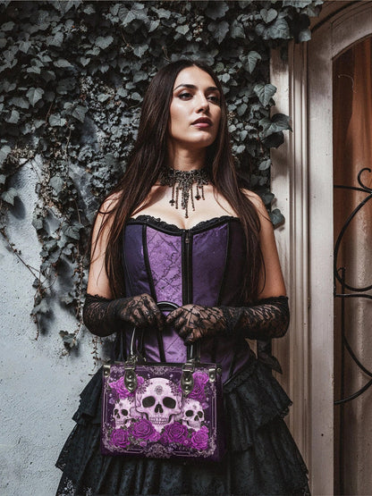 "Bloodrose" Poison Plum - Small Leather Handbag Matching Set (FREE WALLET)