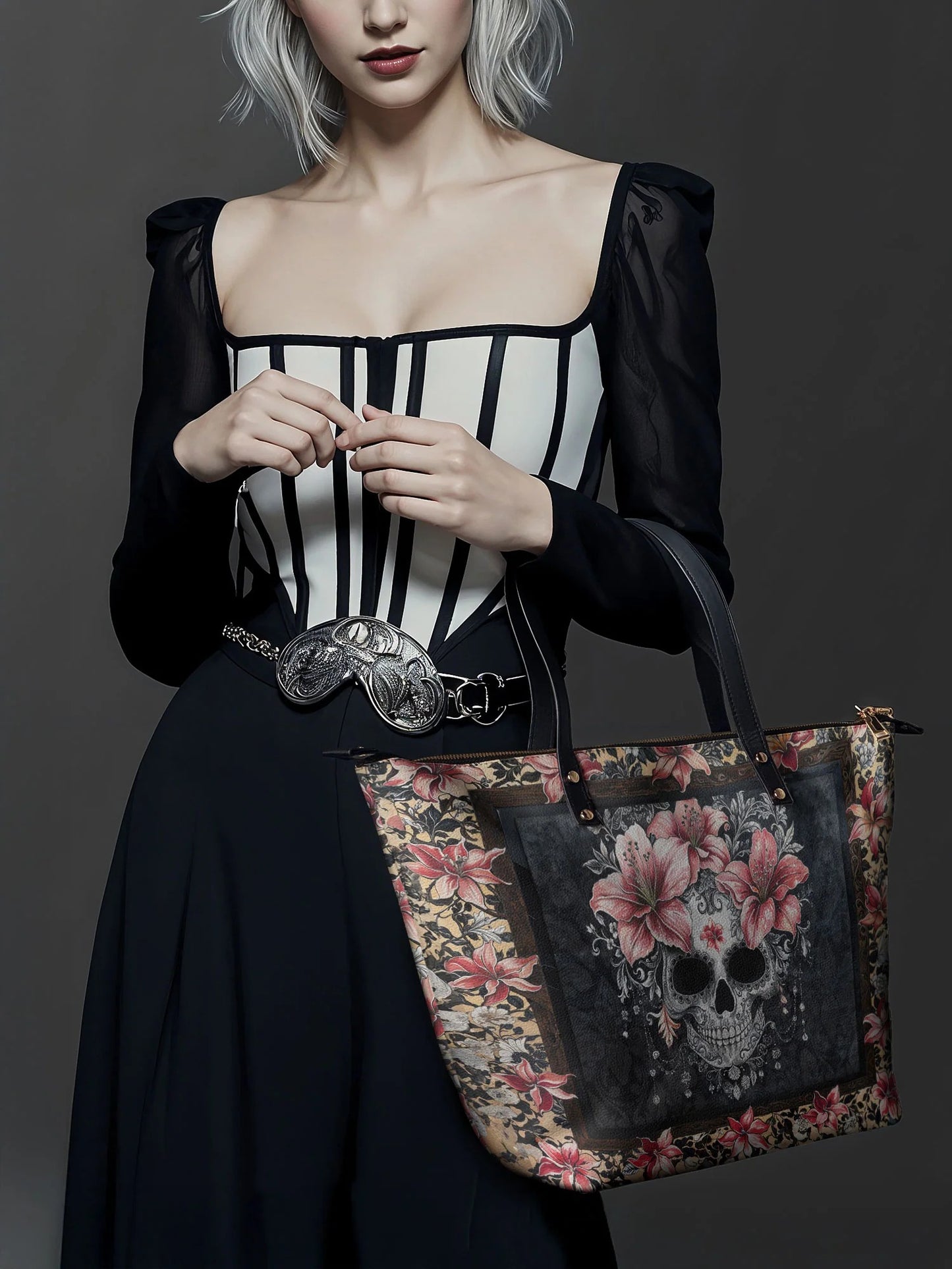 "Roselace" Leather Tote Bag Matching Set (FREE WALLET)