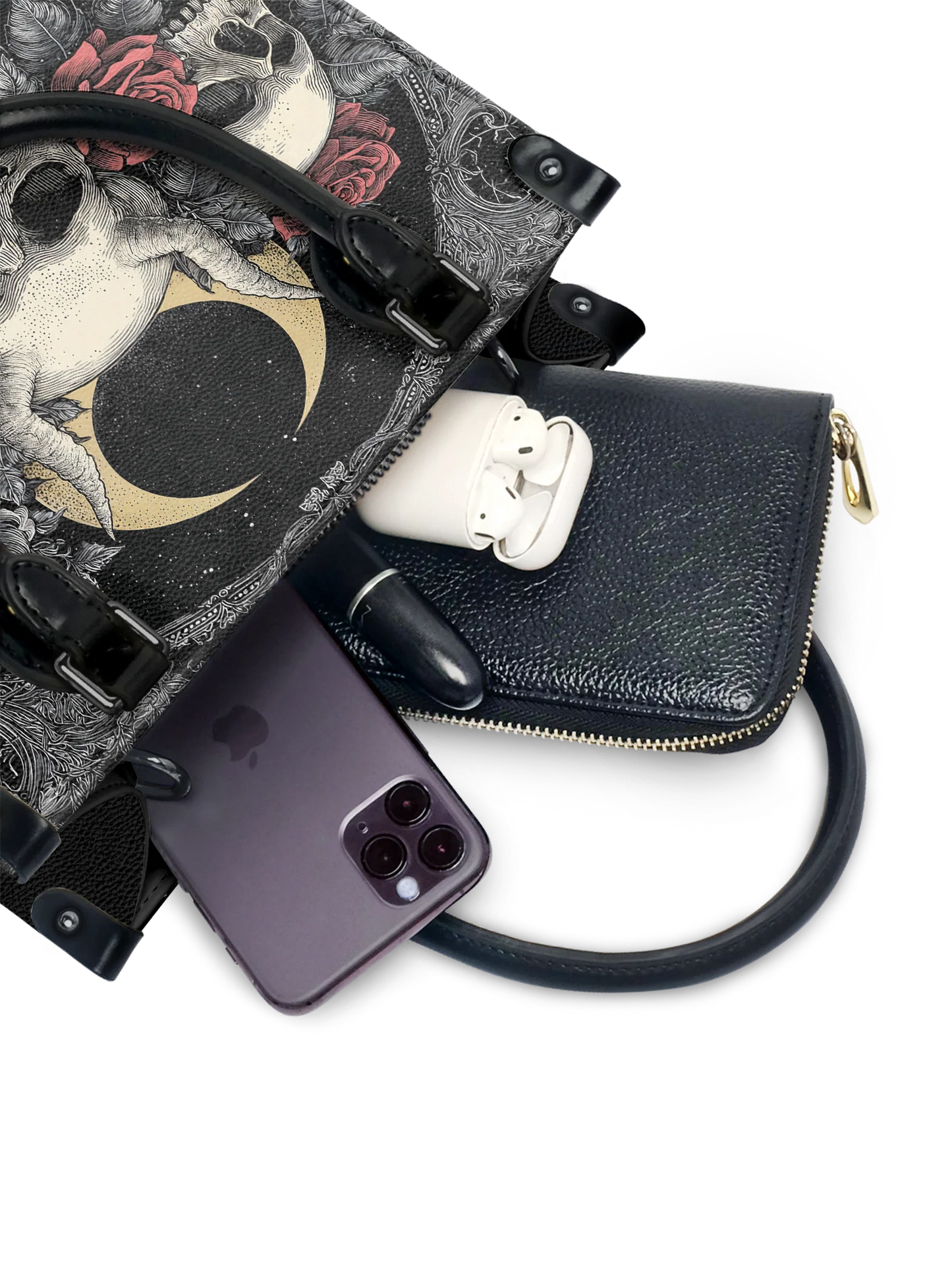 "Nightrosary" - Small Leather Handbag Matching Set  (FREE WALLET)