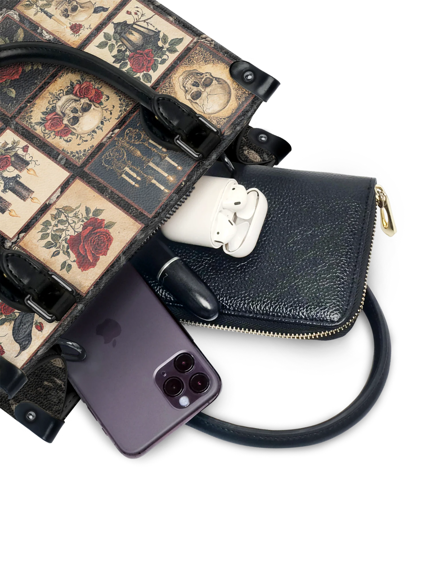 "Blacklitany" - Small Leather Handbag Matching Set  (FREE WALLET)