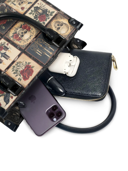 "Blacklitany" - Small Leather Handbag Matching Set  (FREE WALLET)