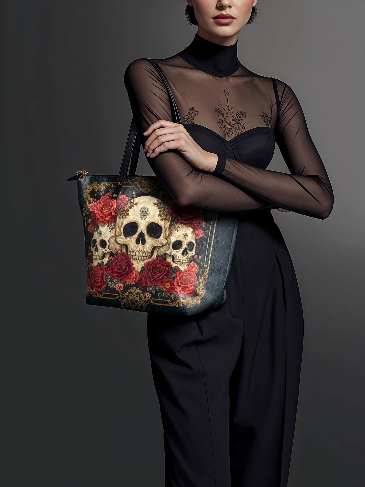 "Bloodrose" Leather Tote Bag Matching Set (FREE WALLET)