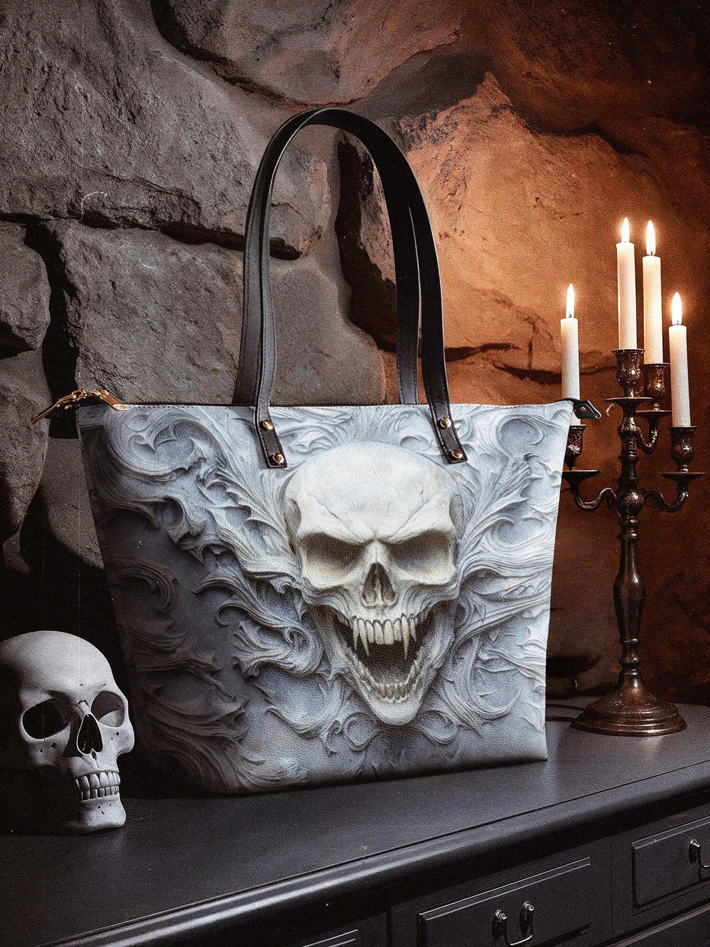 "Wraithbone" Leather Tote Bag Matching Set (FREE WALLET)