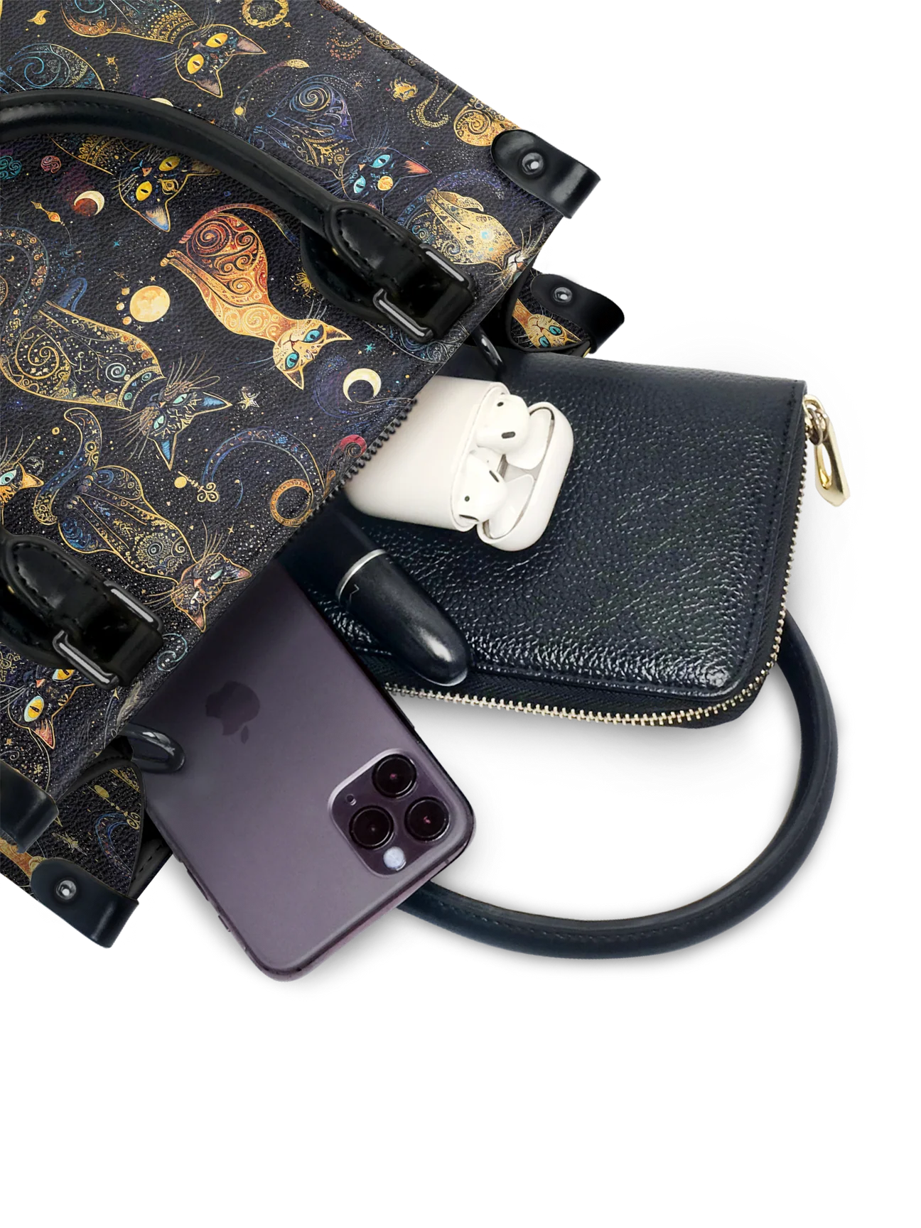 "Lunacat" - Small Leather Handbag Matching Set (FREE WALLET)