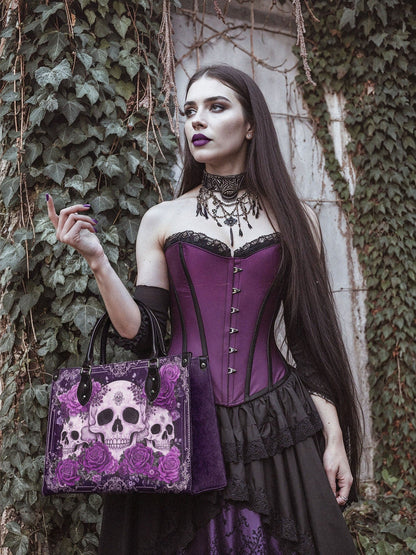 "Bloodrose" Poison Plum - Leather Handbag Matching Set (FREE WALLET)