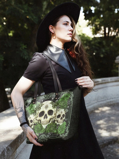 "Bloodrose" Poison Ivy Leather Tote Bag Matching Set (FREE WALLET)