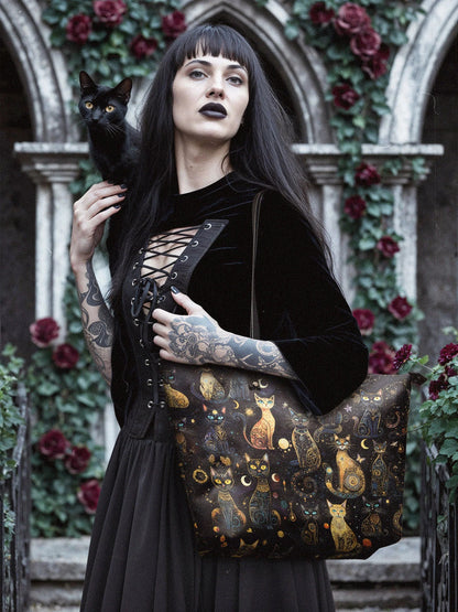 "Lunacat" Leather Tote Bag Matching Set (FREE WALLET)