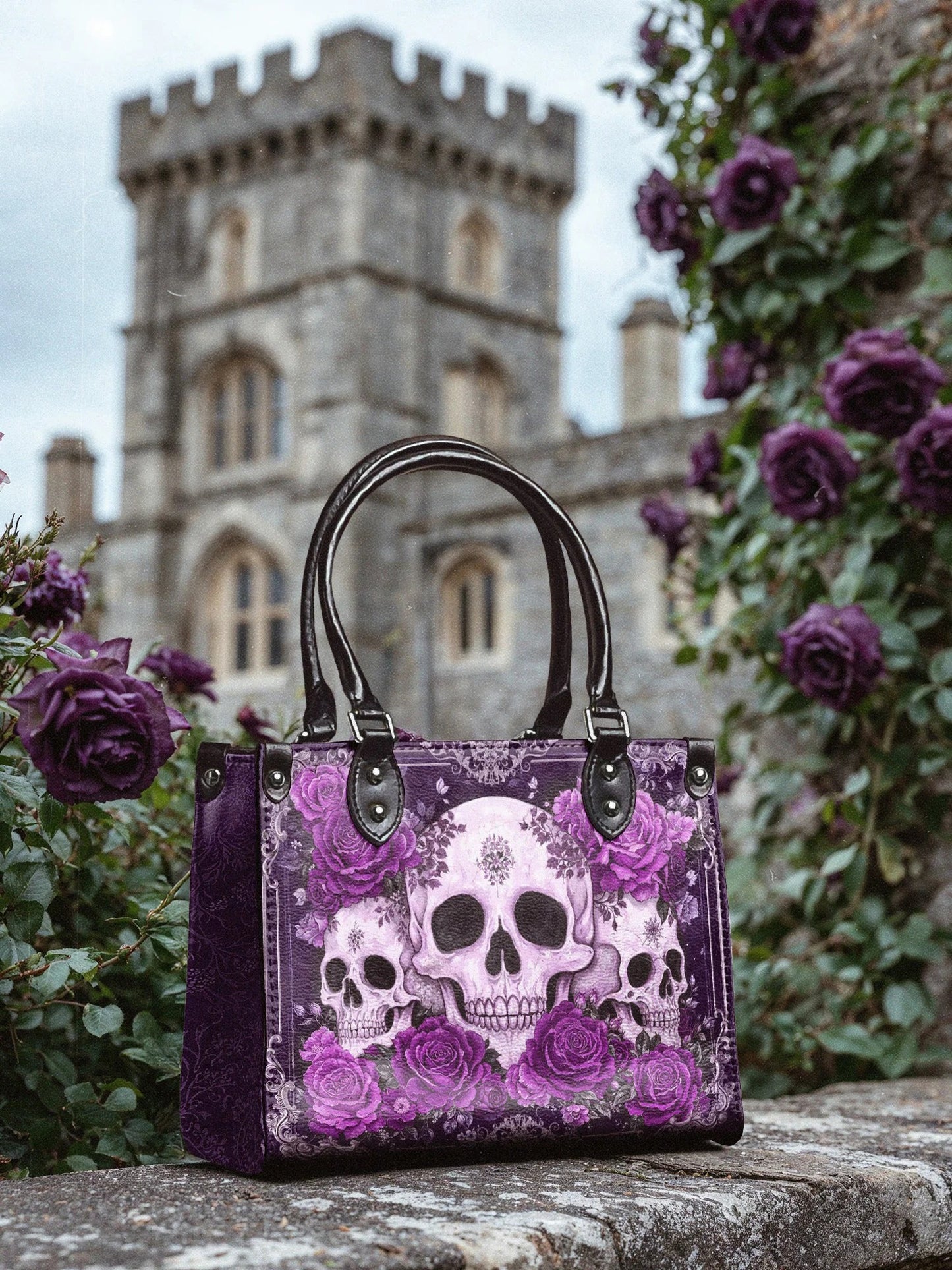 "Bloodrose" Poison Plum - Small Leather Handbag Matching Set (FREE WALLET)
