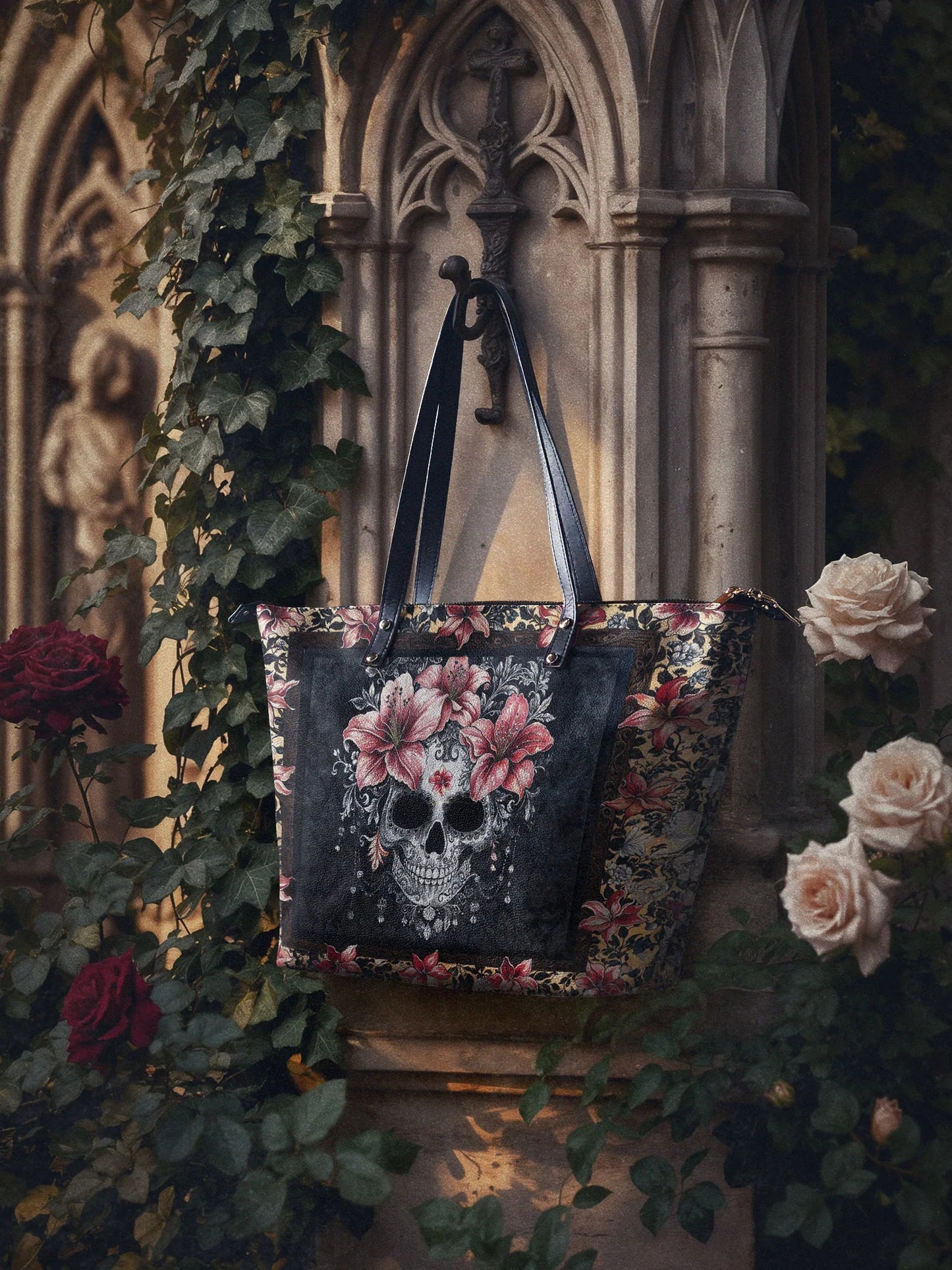 "Roselace" Leather Tote Bag Matching Set (FREE WALLET)